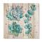 Designart - Eucalyptus Leaves and Succulents - Traditional Print on Natural Pine Wood